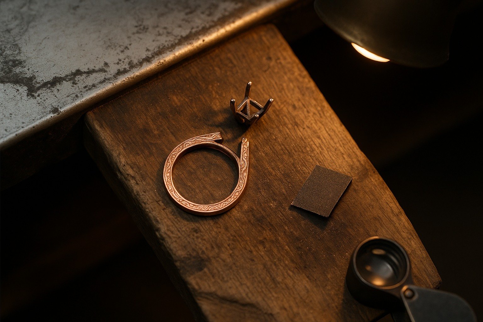 Engaste de diamante trabajado a mano en el taller de KLUXUR en Miami